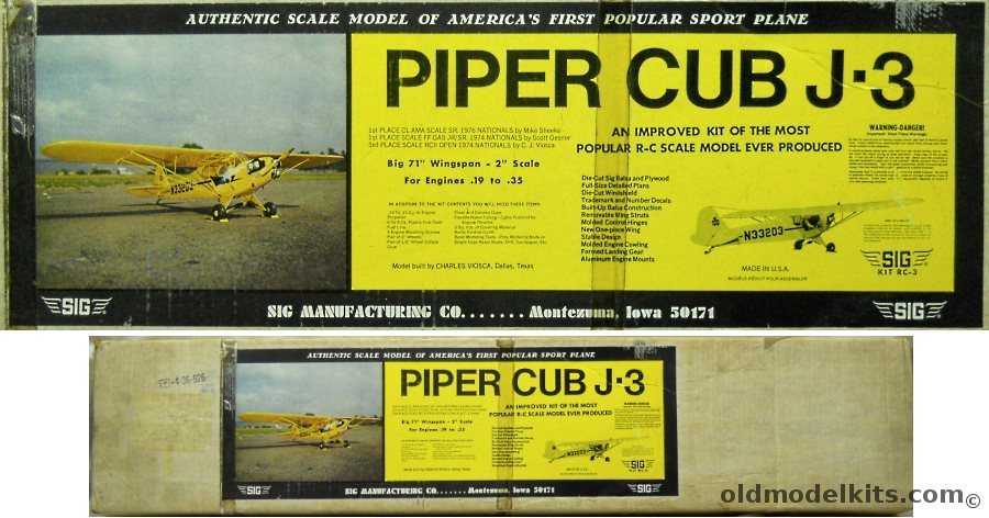 SIG 1/6 Piper Cub J-3 - 71 Inch Wingspan For R/C, RC-3 plastic model kit